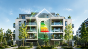 Immeuble collectif rénové illustrant l'amélioration de la performance énergétique grâce aux travaux de rénovation thermique.