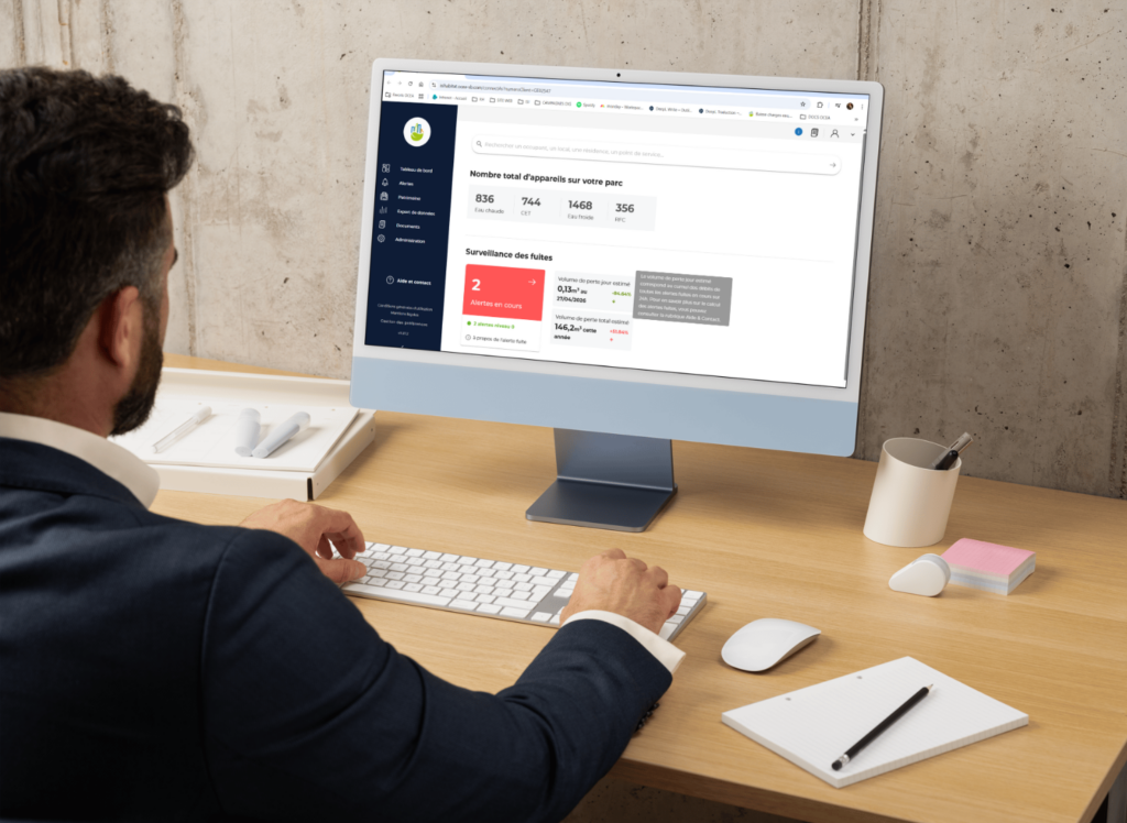 Interface du portail ISI Pro d’OCEA Smart Building dédiée à la supervision des alertes et équipements d’un bâtiment tertiaire