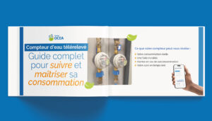 Compteur d'eau télérelevé permettant de suivre la consommation d'eau d'un logement afin d'identifier les usages, détecter les fuites et réaliser des économies d'eau.